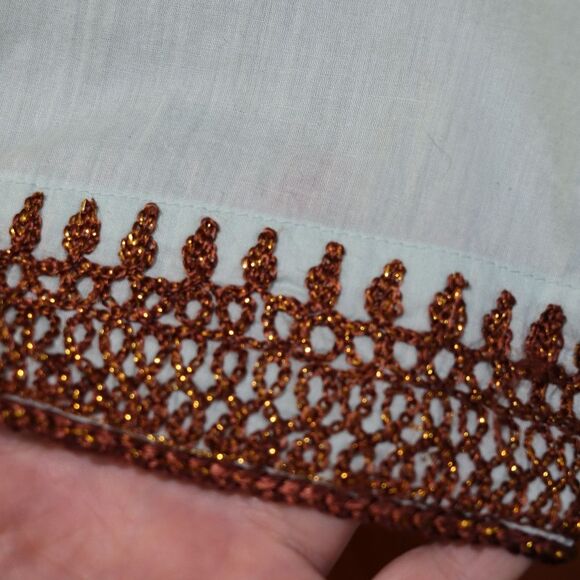 Soft Surroundings Light Blue Blouse with Brown Detailing Boho Hippie Embroidered - Picture 7 of 15